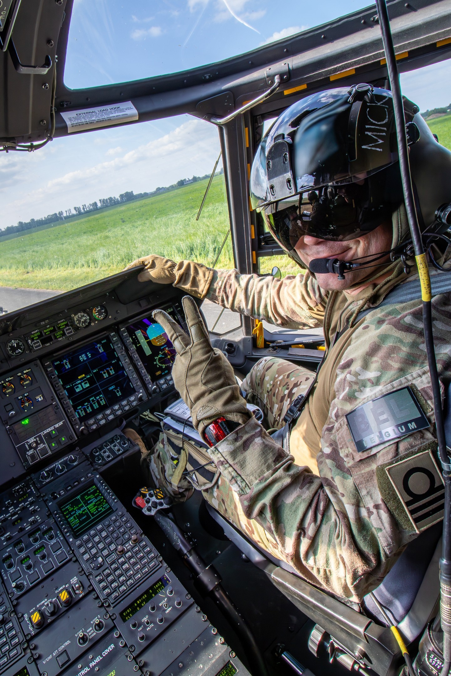 One of the Pilots of our Belgian air force flying the NH90 TTH, callsign "Mick" from the 18'th Squadron - Ares. During the Beauvechain air base days 2025.