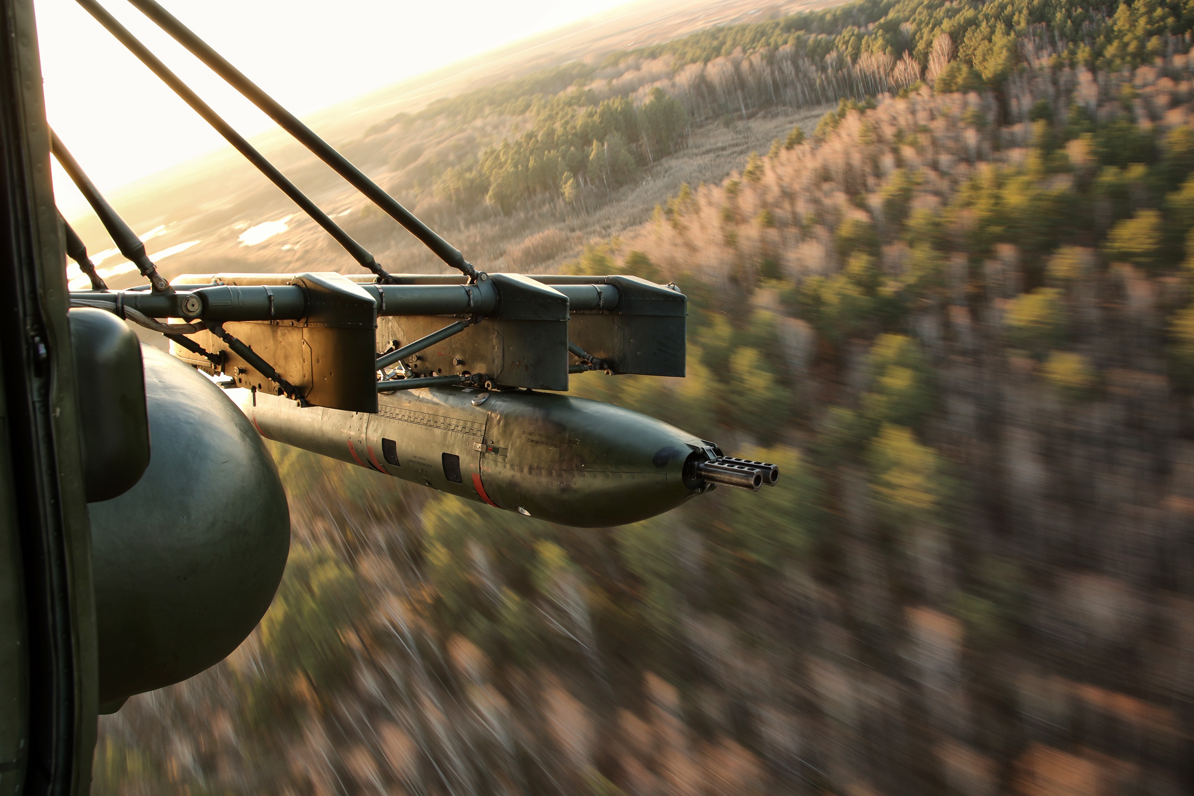 Polish Special Forces Mi-17 with 23mm gun pod on the way to shooting range