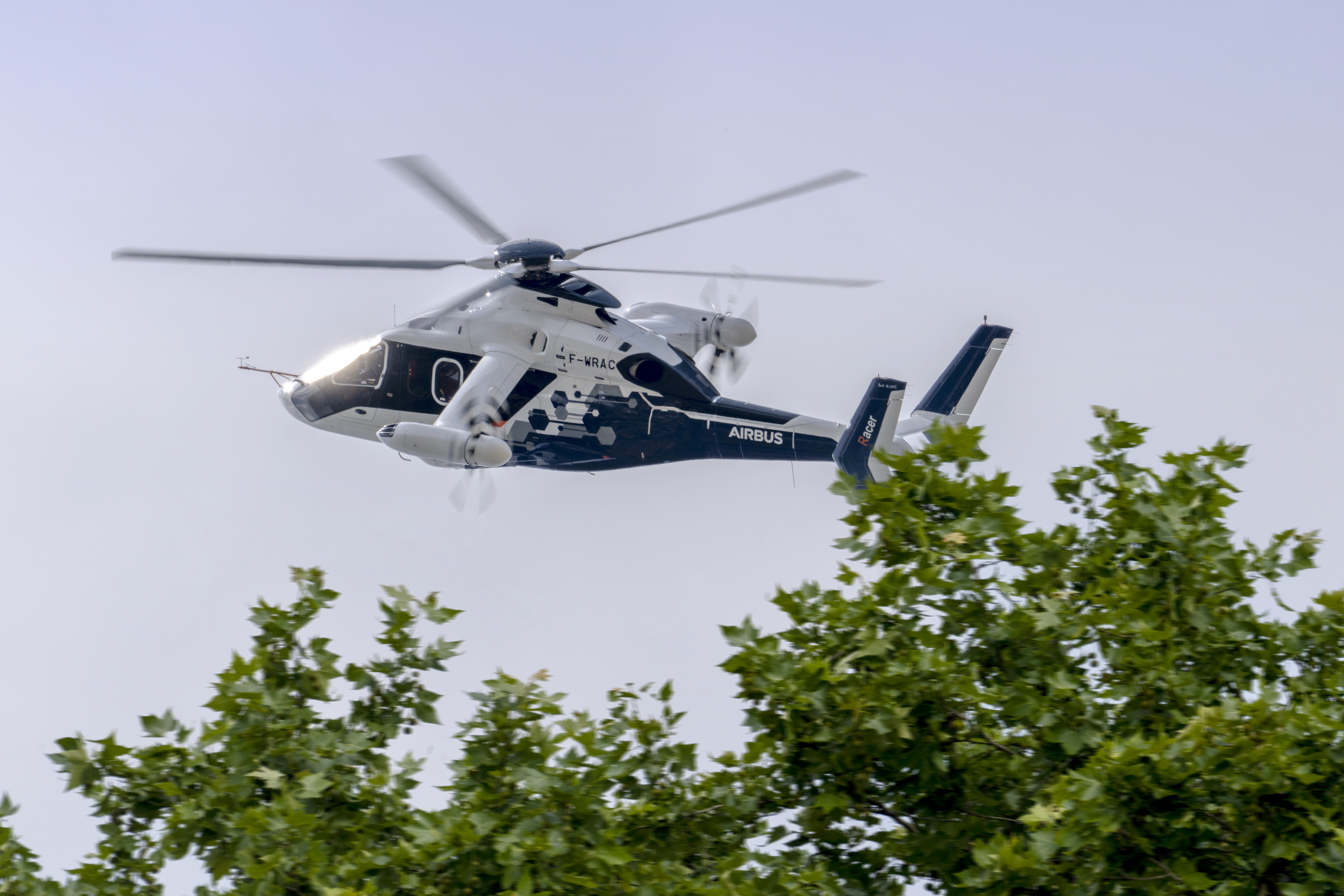 Demonstration flight of the Airbus Racer during the Paris Air Show 2025, captured on June 17, 2025. The aircraft showcases its innovative high-speed rotorcraft design in front of an international audience.