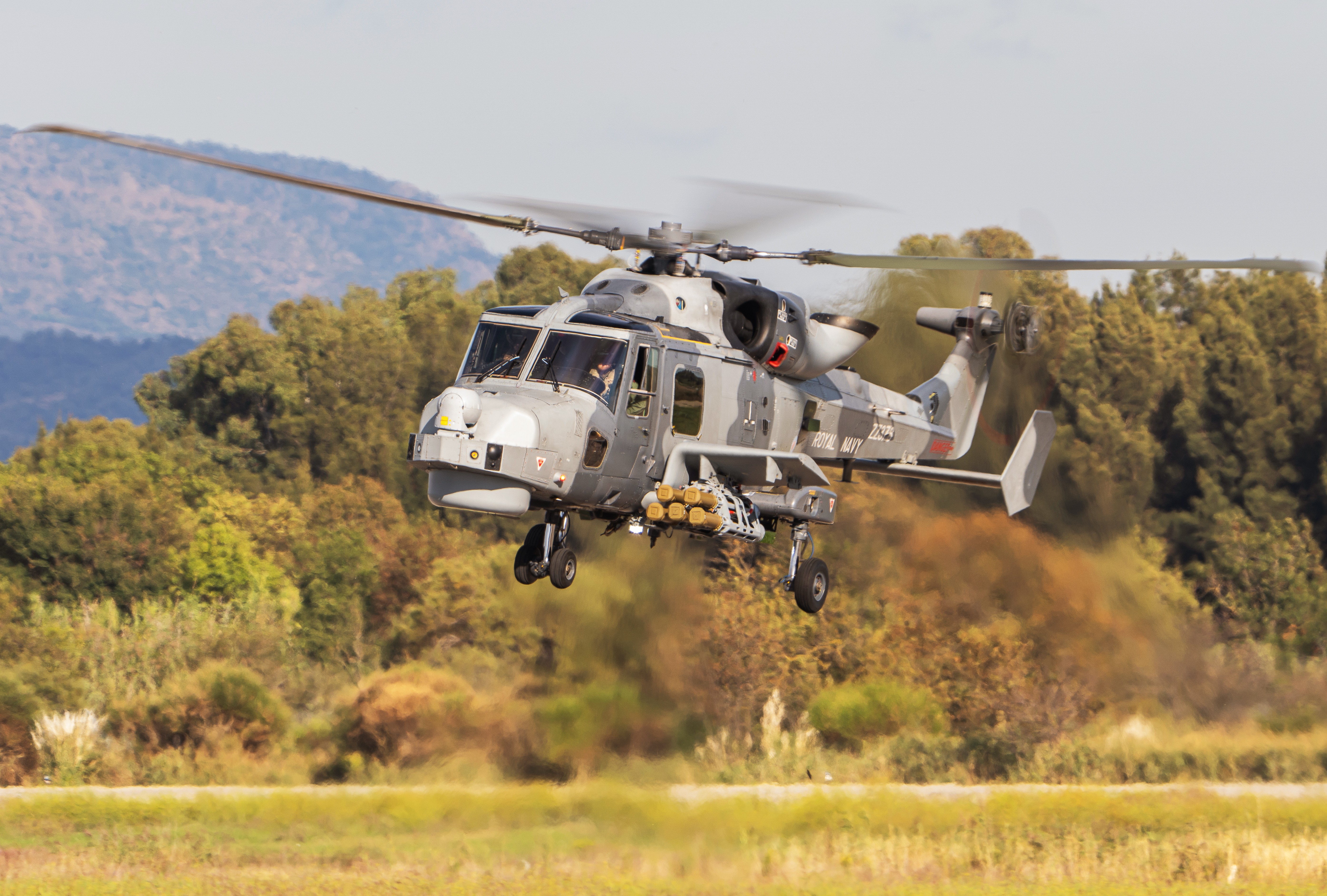 A British Wildcat departing from the Hyères Naval Air Base for testing