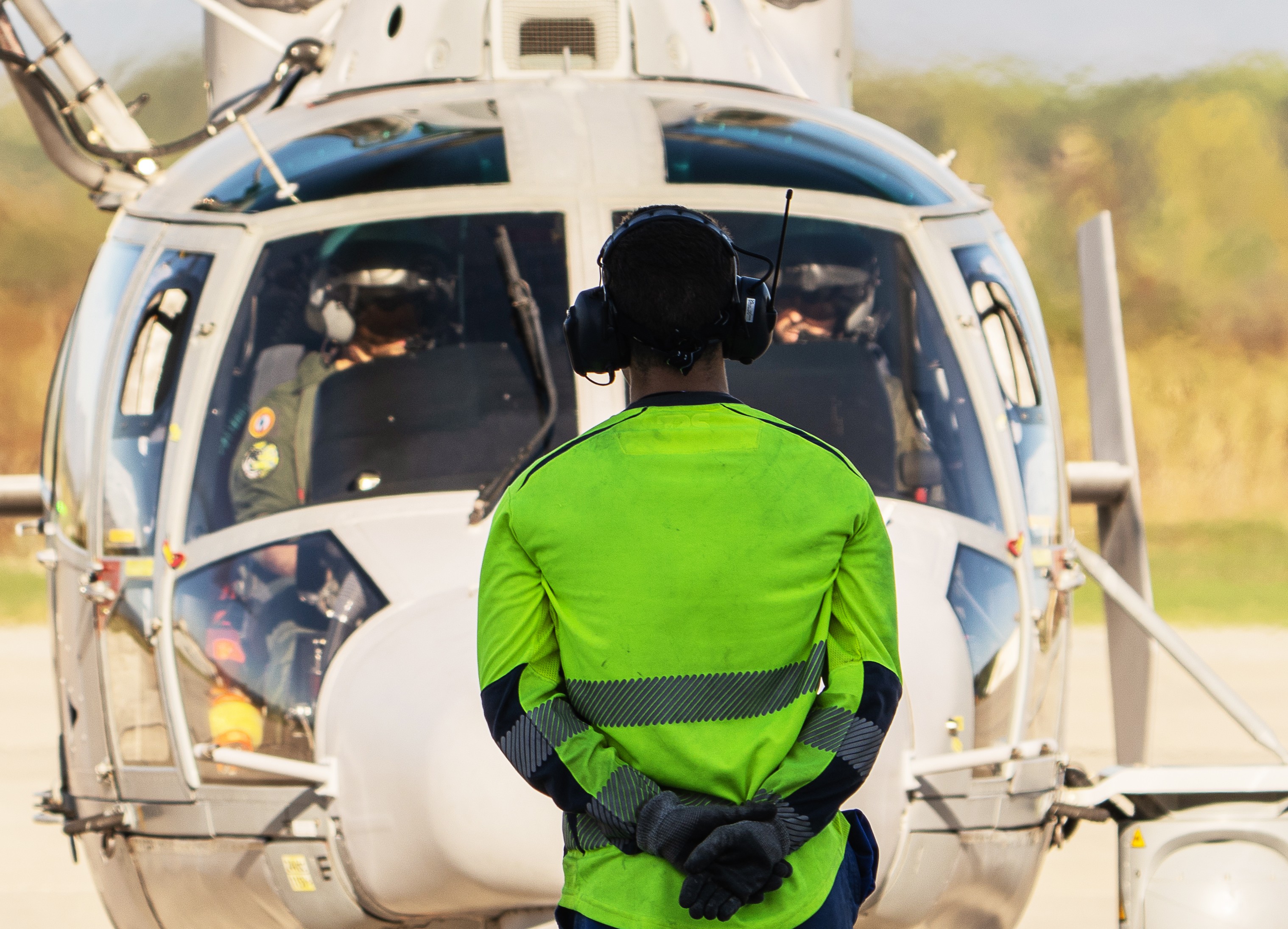Start-up of a French Navy Panther helicopter from the Hyères Naval Air Base