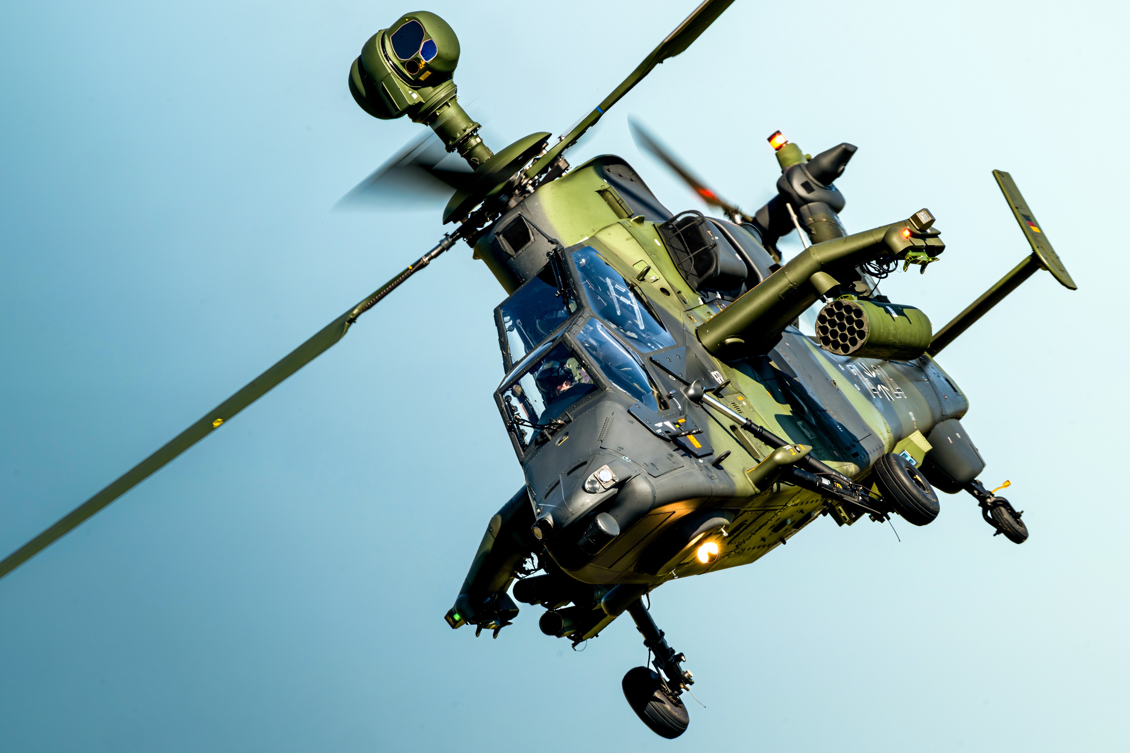 German Eurocopter EC665 Tiger performing display on Antidotum Airshow, at Leszno, Poland. The photo was taken using a Nikon Z8 and Nikkor Z 180-600 F5.6-6.3