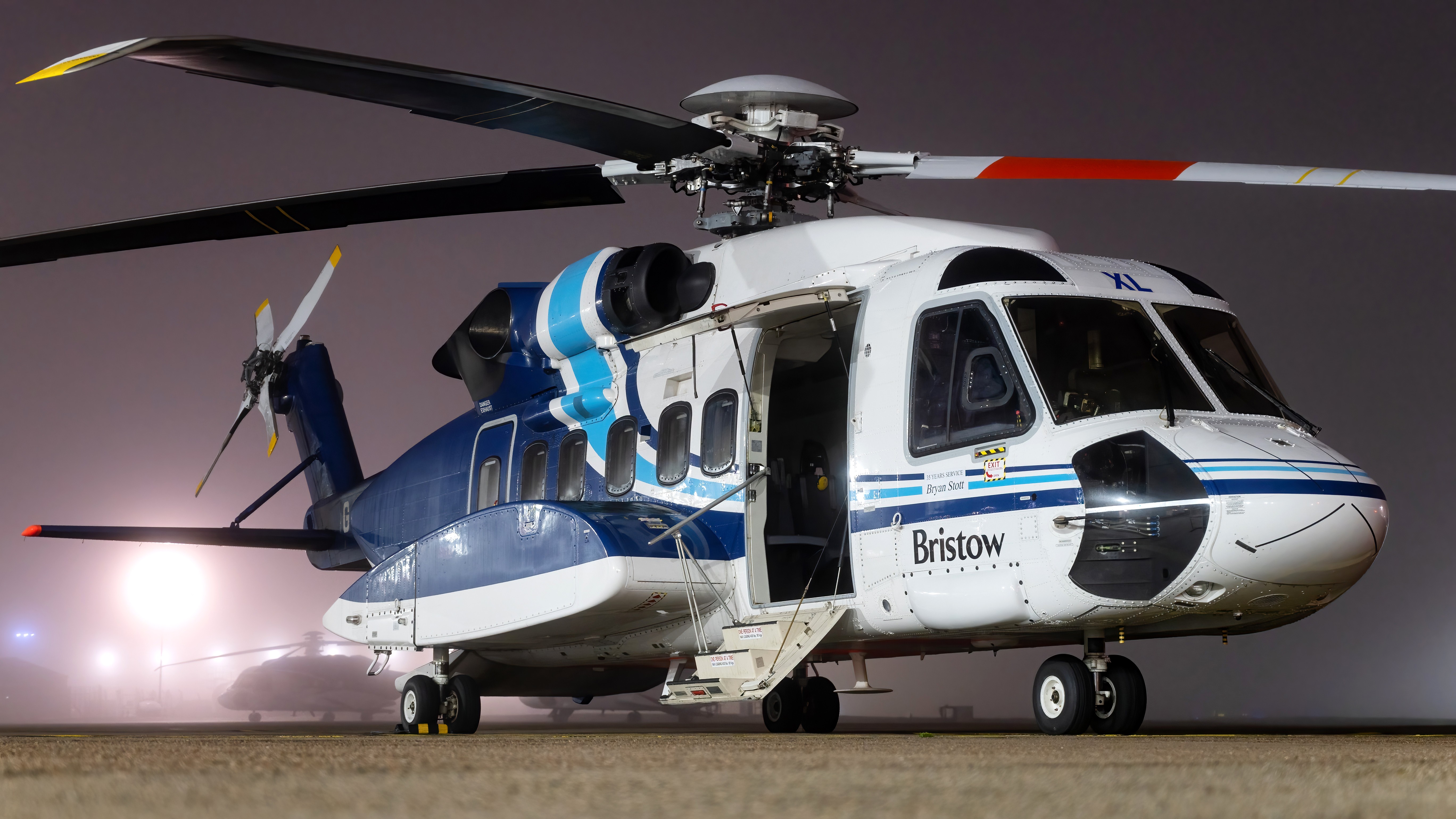 Thick fog in the early morning stopped all departures from onshore to offshore oil rigs. This Sikorsky S92 on the ramp was one of many aircraft sitting ready to fly.