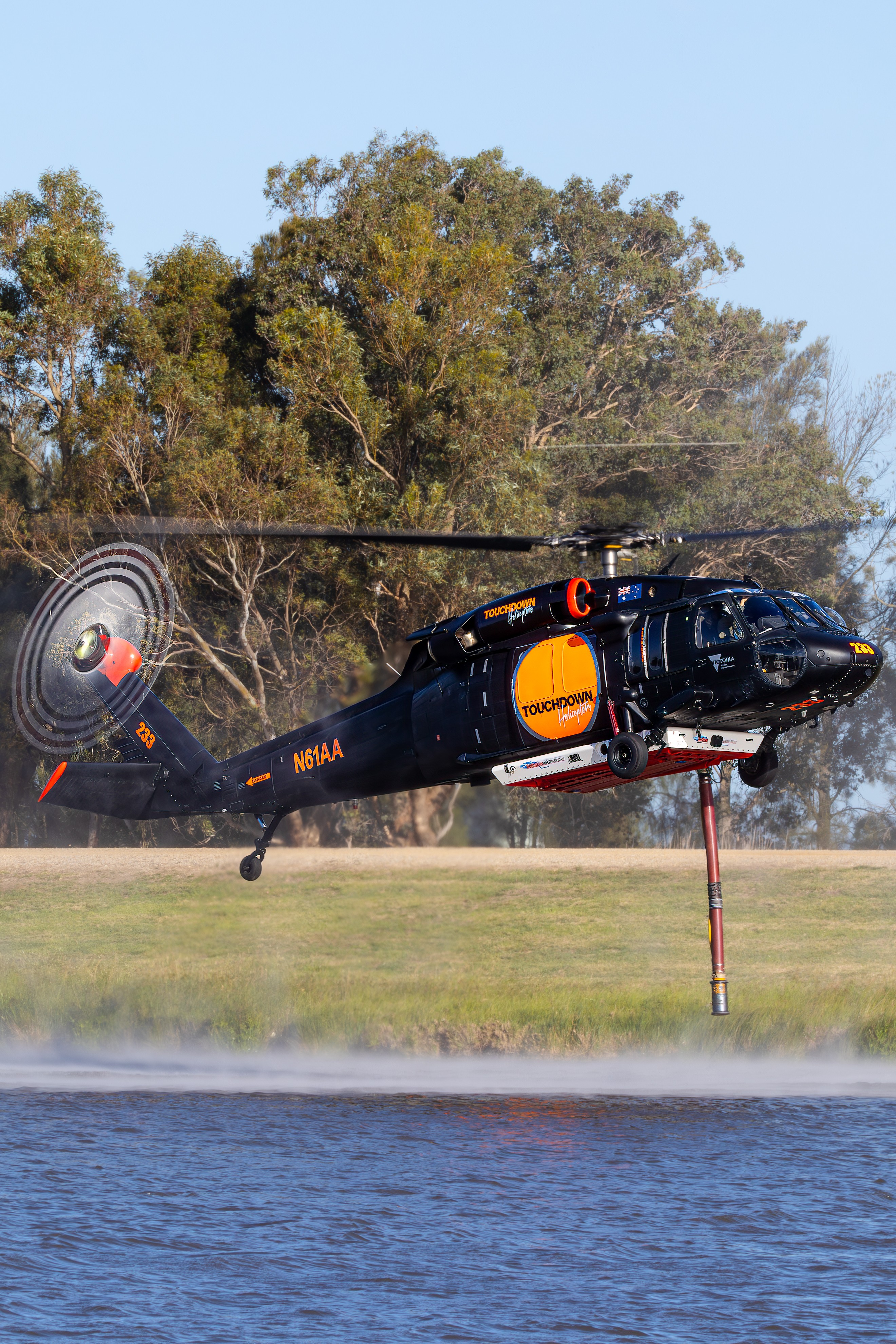 N61AA owned by Touchdown Helicopters conducts its weekly systems check flight at Patterson Lakes in preparation for the busy Victorian 25/26 FIRE SEASON ahead.