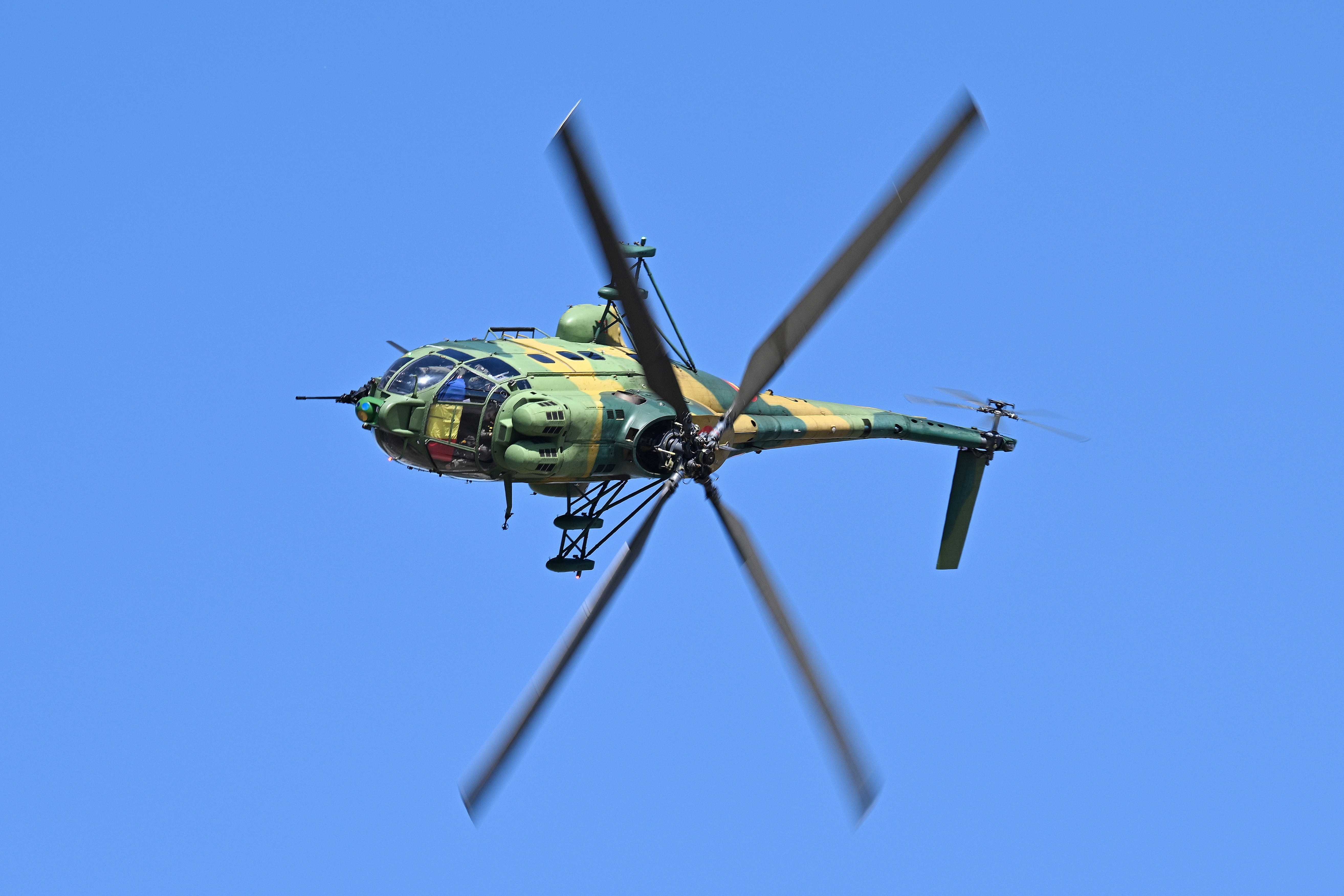 90-degree turn for this IAR330L Socat of Romanian Air Force during BIAS 2025, the biennial AirShow in Baneasa Airport in Bucharest. A dozen of Pumas were displayed and flying during the three day exhibition