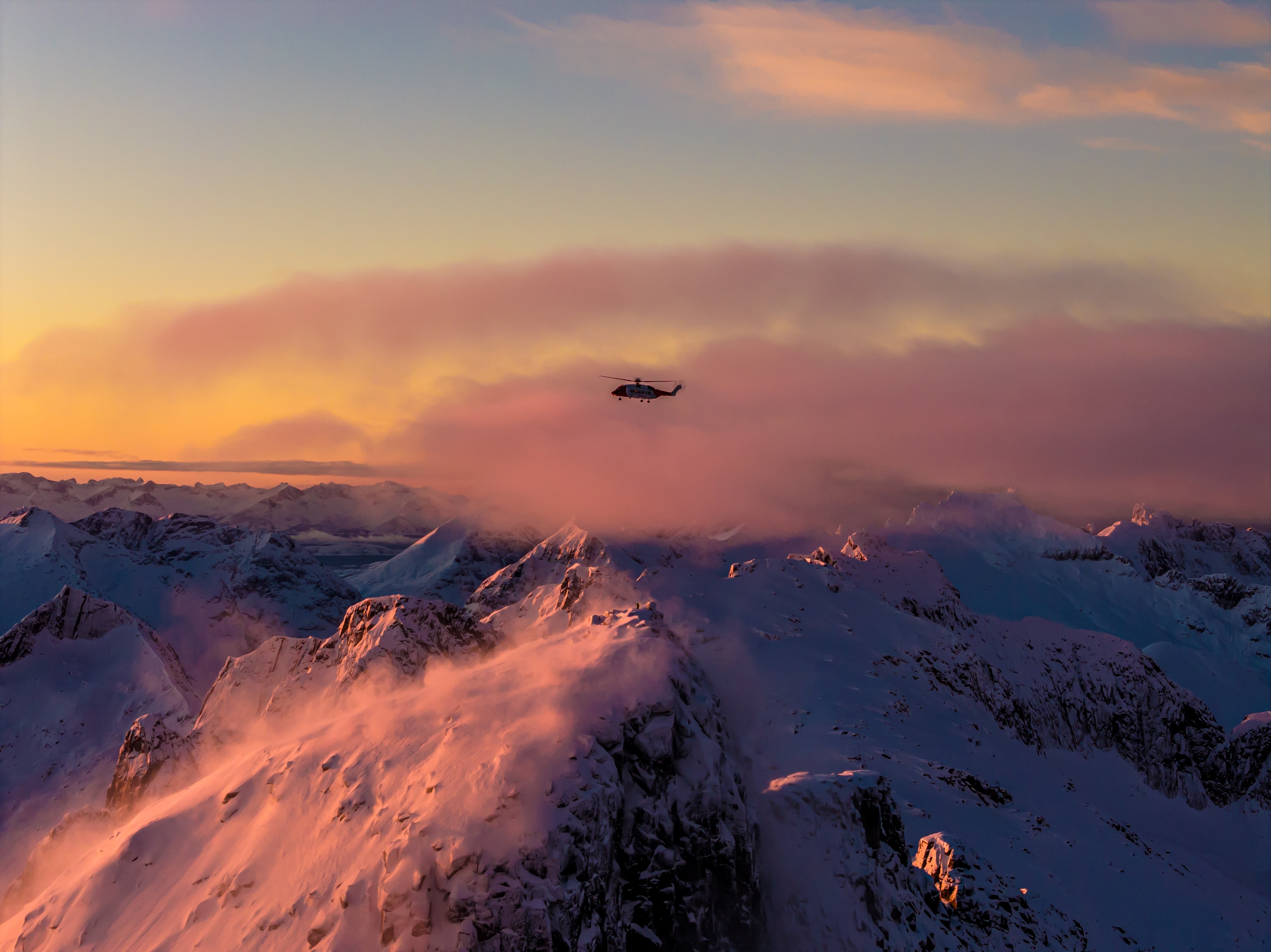 Photo taken on Tromsø in Norway on top of a mounten Blåfjell. Last light day in Tromsø.